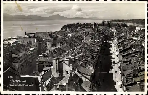 Ak Morges Kanton Waadt, Vue de haut de son clochers, Stadtansicht
