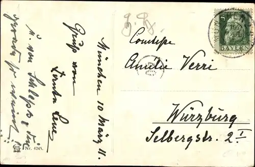 Künstler Briefmarken Ak Engelhard, P.O.E., Abschied der alten bayerischen Marke