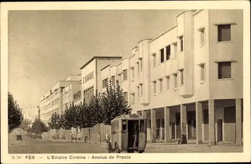 Ak Fès Fez Marokko, L'Empire Cinéma, Avenue de France, Kino, Straßenpartie