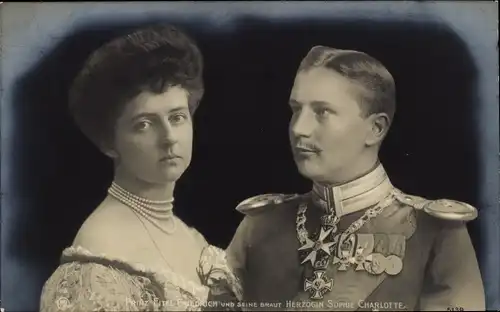 Ak Eitel Friedrich Prinz von Preußen, Sophie Charlotte von Oldenburg, Portrait