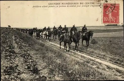 Ak Frankreich, Grandes Manoeuvres du Centre 1908, Artillerie allant