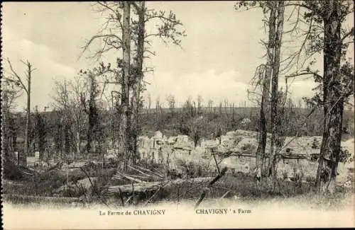 Ak Aisne, La Ferme de Chavigny, Ruines