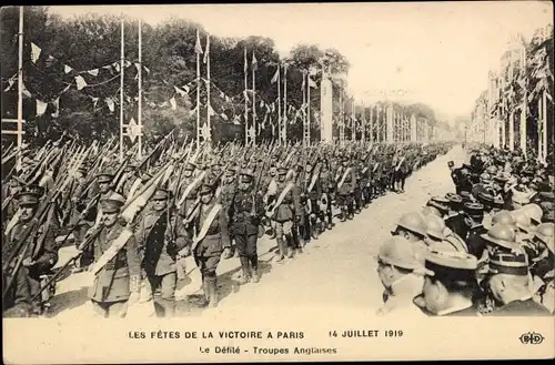 Ak Paris, Fêtes de la Victoire, 14 Juillet 1919, Troupes Anglaises