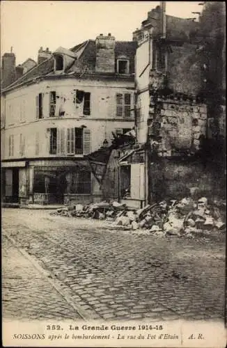 Ak Soissons Aisne, Rue du Pot d'Etain, Kriegszerstörung 1. WK