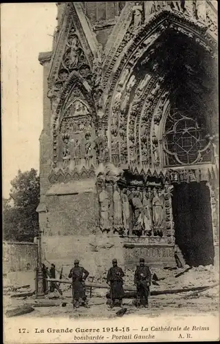 Ak Reims Marne, Cathedrale, Kriegszerstörung 1. WK