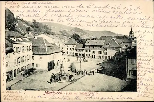 Ak Sainte Marie aux Mines Markirch Elsass Haut Rhin, Place de l'ancien Marché