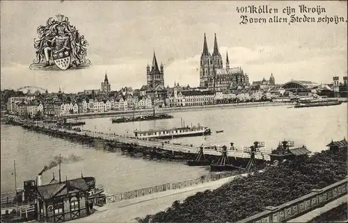 Ak Köln am Rhein, Panorama mit Dom und Brücke