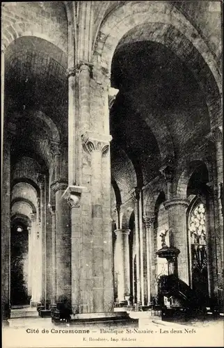 Ak Carcassonne Aude, Basilique St. Nazaire, les deux Nefs