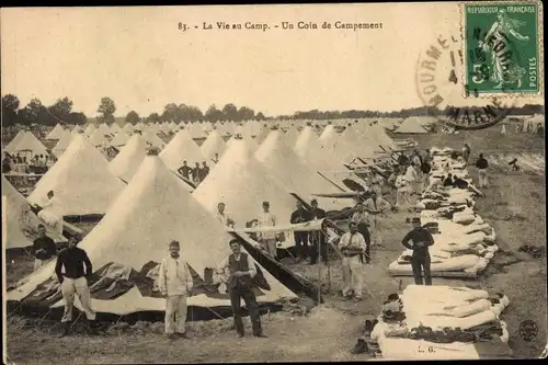 Ak La Vie au Camp., un Coin de Campement, Soldaten. Zelte, Lager