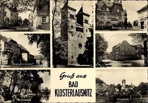 Ak Bad Klosterlausnitz in Thüringen, Rathaus, Marktplatz, Klosterkirche, FDGB Vertragsheim, Hotel