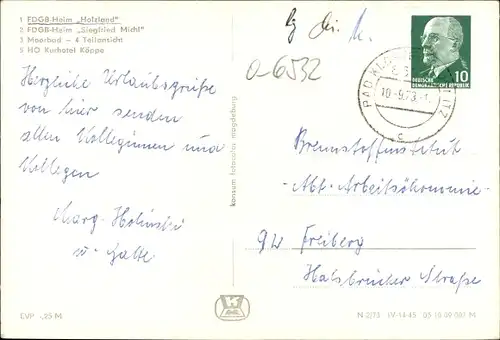 Ak Bad Klosterlausnitz in Thüringen, FDGB Erholungsheime Holzland u. Siegfried Michl, Hotel Köppe