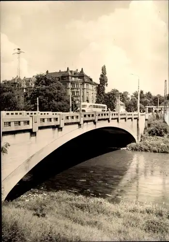 Ak Gera in Thüringen, Elsterbrücke, Bus