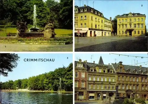 Ak Crimmitschau in Sachsen, Friedenspark, Hotel Haus der Einheit, Freibad, Silberstraße