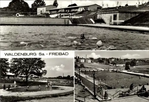 Ak Waldenburg in Sachsen, Freibad, Kinderbereich