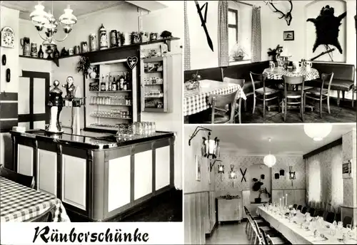 Ak Hartha Oederan Sachsen, Räuberschenke, Innenansicht, Bar, Speisesaal