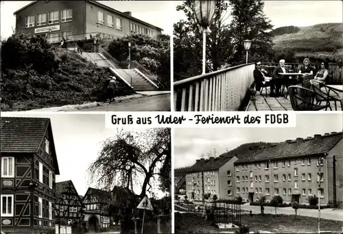 Ak Uder im Eichsfeld Thüringen, FDGB-Ferienheim Solidarität und Terrasse, Kirchgasse, Bachrasen