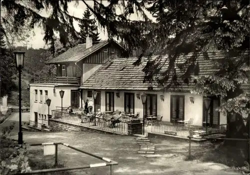 Ak Finsterbergen Friedrichroda im Thüringer Wald, Tagescafe Leinagrund, Außenansicht, Terrasse