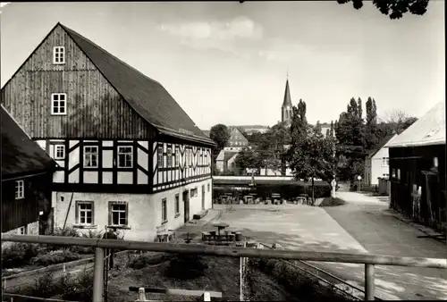 Ak Dorfchemnitz (Kreis Stollberg) Zwönitz im Erzgebirge, Dorfmuseum Knochenstampfe, Kirchturm