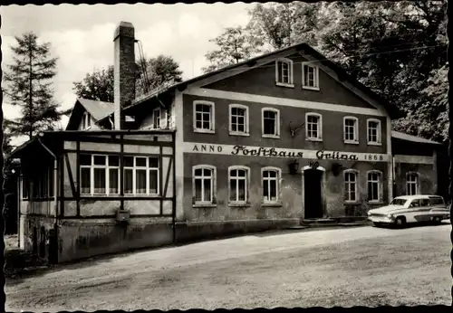 Ak Grüna Chemnitz Sachsen, HO Gaststätte Forsthaus Grüna, Außenansicht