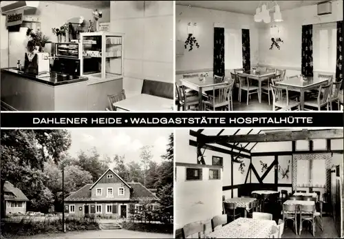 Ak Dahlen in Sachsen, Dahlener Heide, Waldgaststätte Hospitalhütte, Selbstbedienungstresen