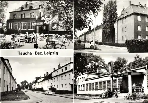 Ak Taucha in Nordsachsen, Straßenansichten, Wohnsiedlung, Terrassenpartie