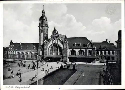 Ak Krefeld am Niederrhein, Hauptbahnhof, Außenansicht