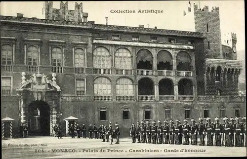 Ak Monaco, Palais du Prince, Carabinieres, Garde d'honneur