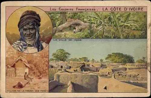 Künstler Ak Elfenbeinküste, das Dorf Kong, der Vieroe Wald