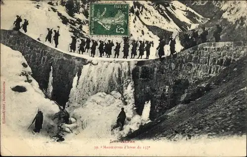 Ak Les Alpes, Manoeuvres d'hiver du 157e, Regiment