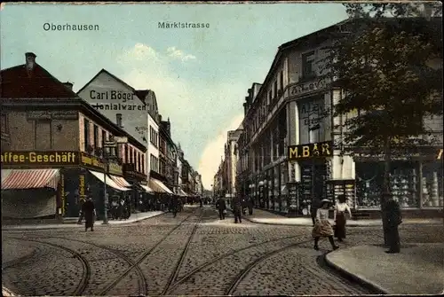 Ak Oberhausen im Ruhrgebiet, Marktstraße, Kolonialwaren von Carl Böger, Kaffee-Geschäft
