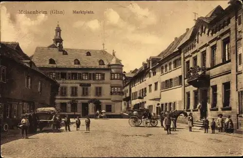 Ak Meisenheim an der Glan, Marktplatz, Kutsche, Passanten