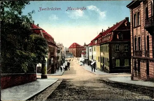 Ak Zweibrücken in Rheinland Pfalz, Blick in die Maxstraße