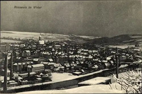 Ak Roßwein Sachsen, Panorama, Winter