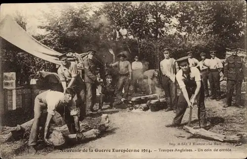 Ak Troupes Anglaises, un coin de corvee, britische Soldaten, I WK