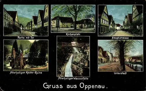 Ak Oppenau im Ortenaukreis, Partie mit Tor, Allerheiligen Kloster Ruine, Kirchenplatz, Hauptstraße