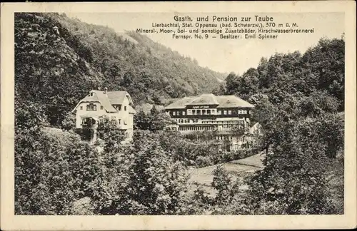 Ak Oppenau im Schwarzwald, Lierbachthal, Gasthof und Pension zur Taube