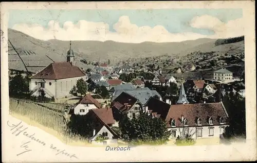 Ak Durbach in Baden, Ortsansicht, Wohnhäuser, Kirche