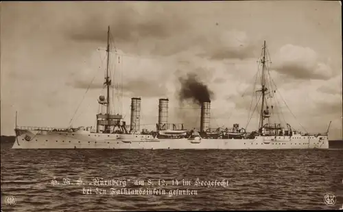 Ak Deutsches Kriegsschiff, SMS Nürnberg, Kleiner Kreuzer, Kaiserliche Marine