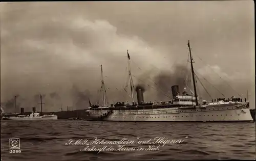 Ak Deutsches Kriegsschiff, SMS "Hohenzollern" und SMS "Sleipner", Kaiserliche Marine