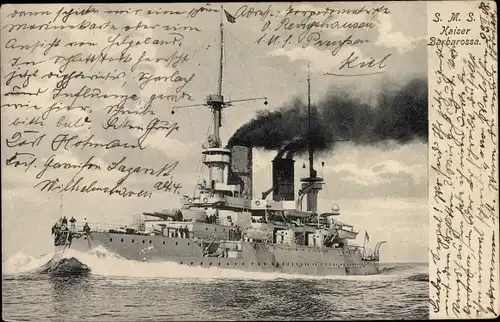 Ak Deutsches Kriegsschiff, SMS Kaiser Barbarossa, Kaiserliche Marine