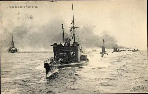 Ak Deutsche Kriegsschiffe, Torpedoboots-Manöver, Kaiserliche Marine, U-Boote