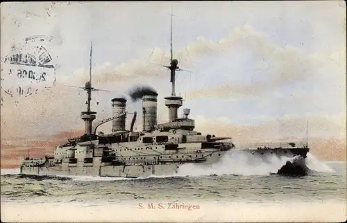 Ak Deutsches Kriegsschiff, SMS Zähringen, Kaiserliche Marine