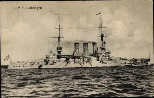 Ak Deutsches Kriegsschiff, SMS Lothringen, Linienschiff, Kaiserliche Marine