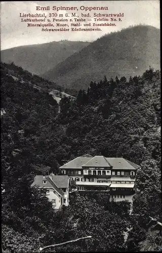 Ak Oppenau im Schwarzwald, Gasthaus von Emil Spinner, Lierbachtal