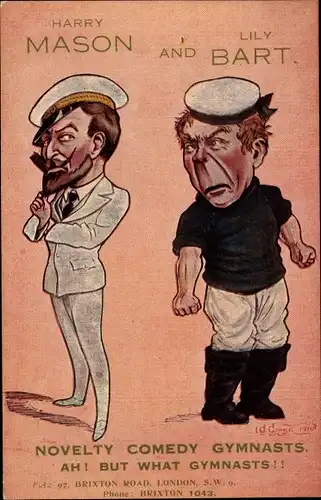 Künstler Ak Goose, Harry Mason and Lily Bart, Novelty Comedy Gymnasts