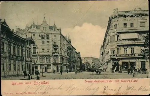 Ak Berlin Spandau, Neuendorferstraße mit Kaiser Cafe, Kaufhaus