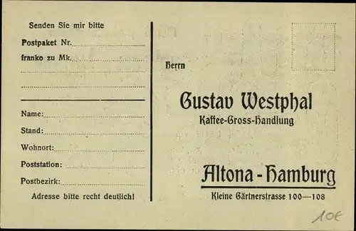 Ak Hamburg Altona, Gustav Westphal, Kleine Gärtnerstraße, Reklame, Weinflaschen, Malaga