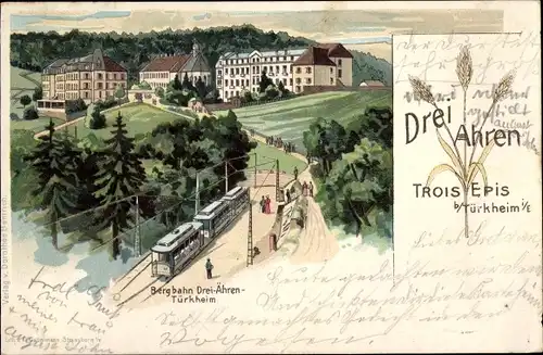 Litho Trois Épis Drei Ähren Elsass Haut Rhin, Bergbahn, Türkheim, Straßenbahn