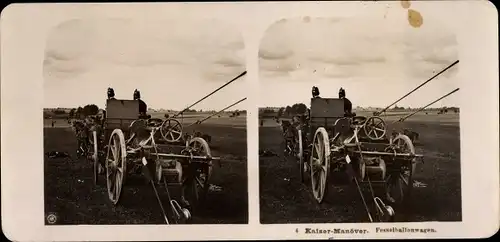 Stereo Foto Kaiser Manöver, Fesselballonwagen