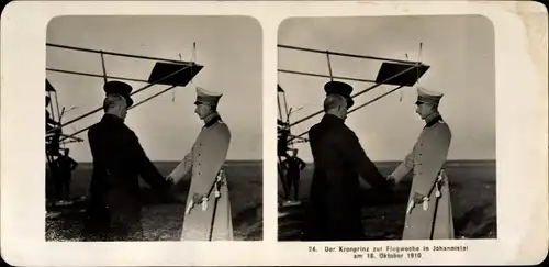 Stereo Foto Berlin Treptow Johannisthal, Flugwoche, Kronprinz Wilhelm von Preußen